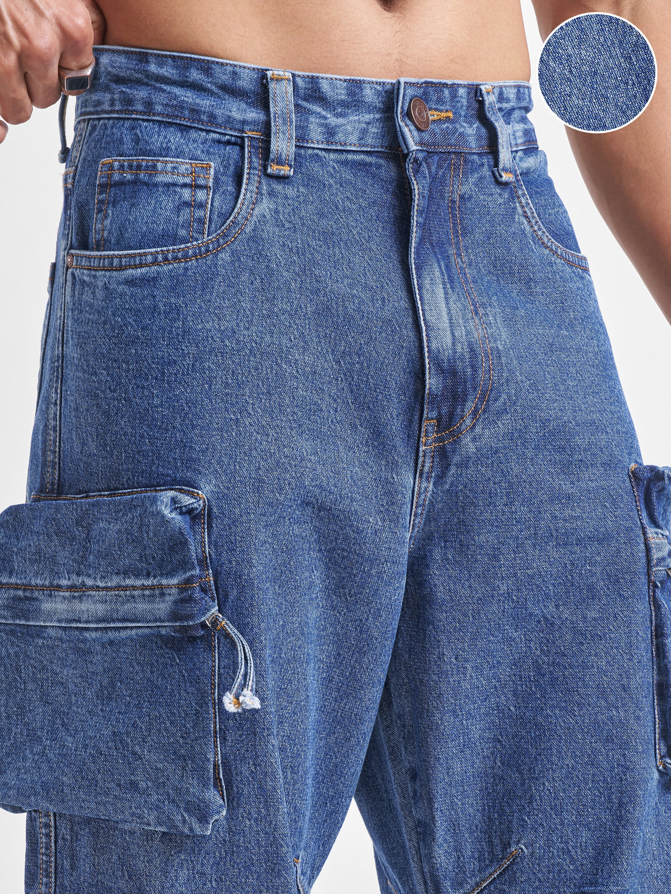 Highlander Men Blue Baggy Jeans - Blue - Image 5
