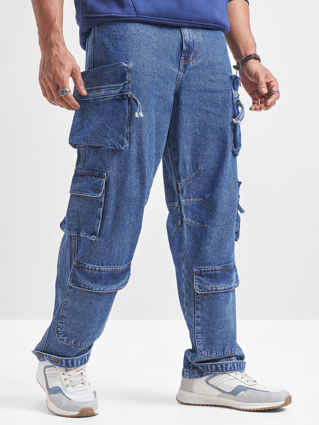Highlander Men Blue Baggy Jeans - Blue - Image 6