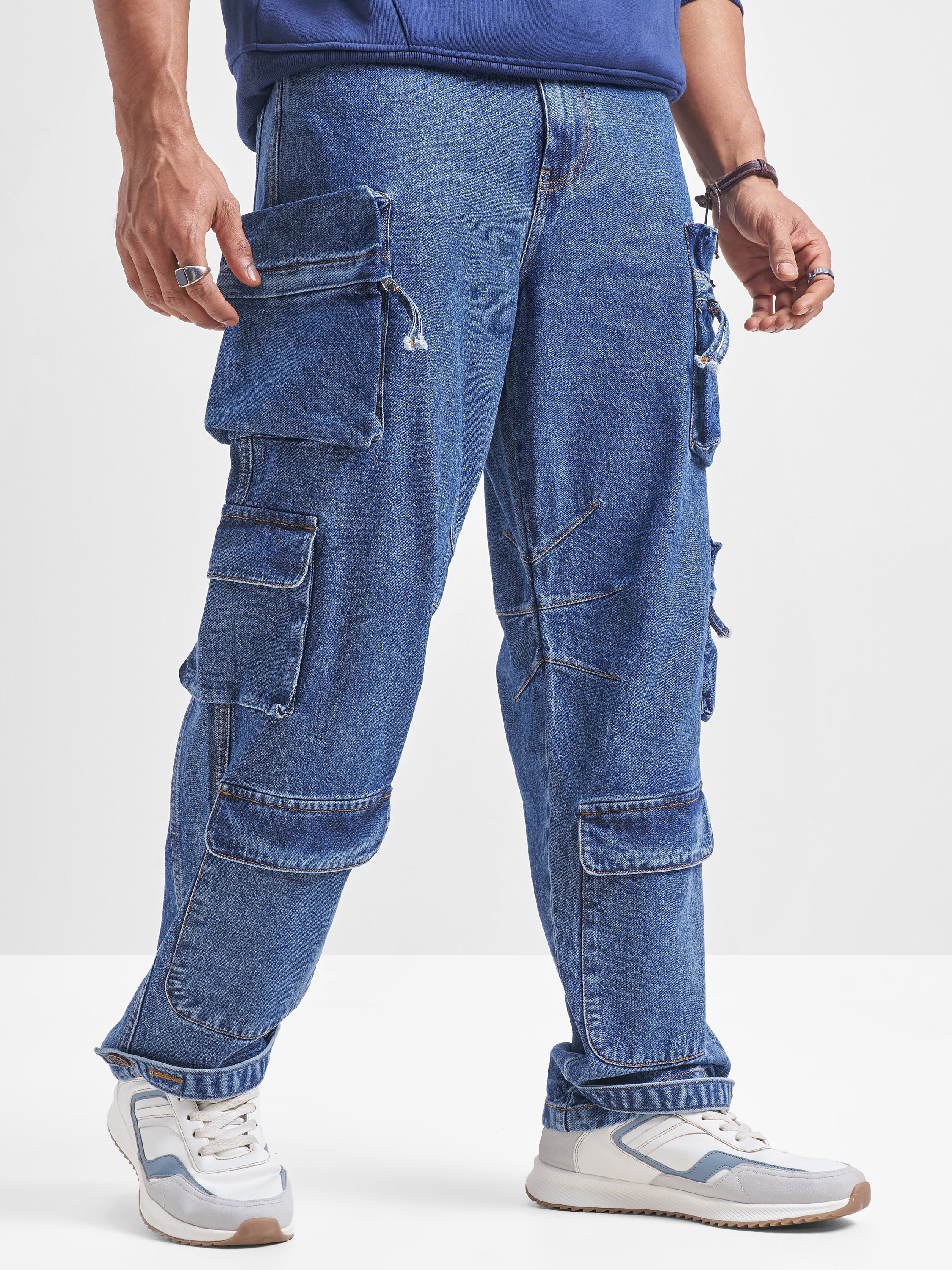 Highlander Men Blue Baggy Jeans - Blue - Image 6