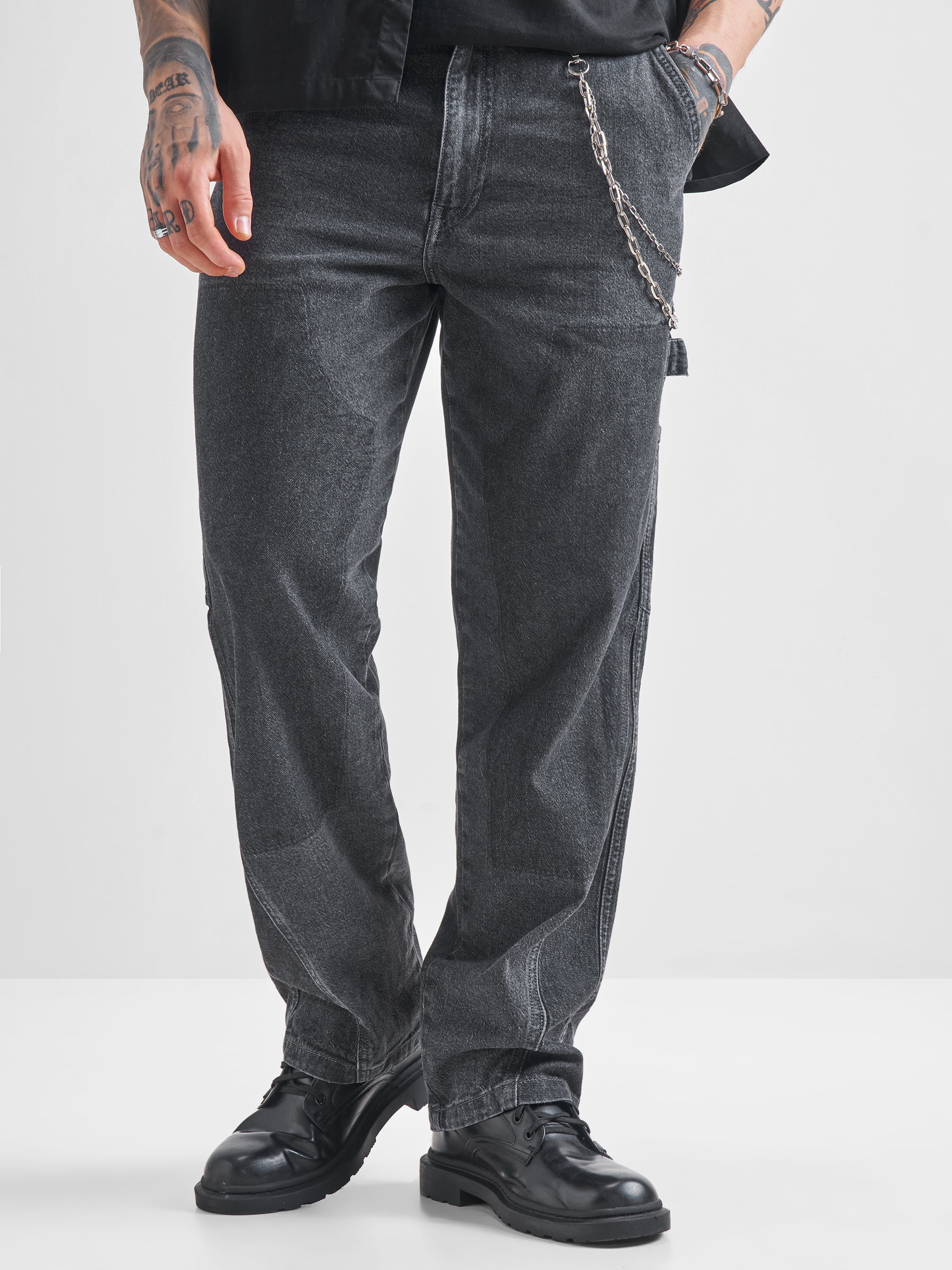 Highlander Men Grey Straight Fit Stretchable Jeans - Grey - Image 1