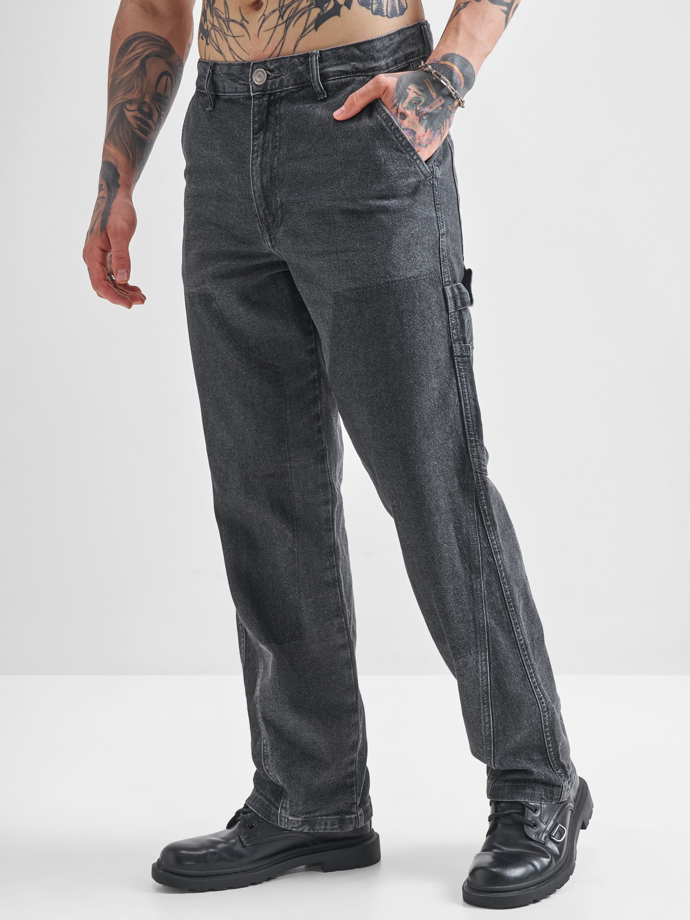 Highlander Men Grey Straight Fit Stretchable Jeans - Grey - Image 4