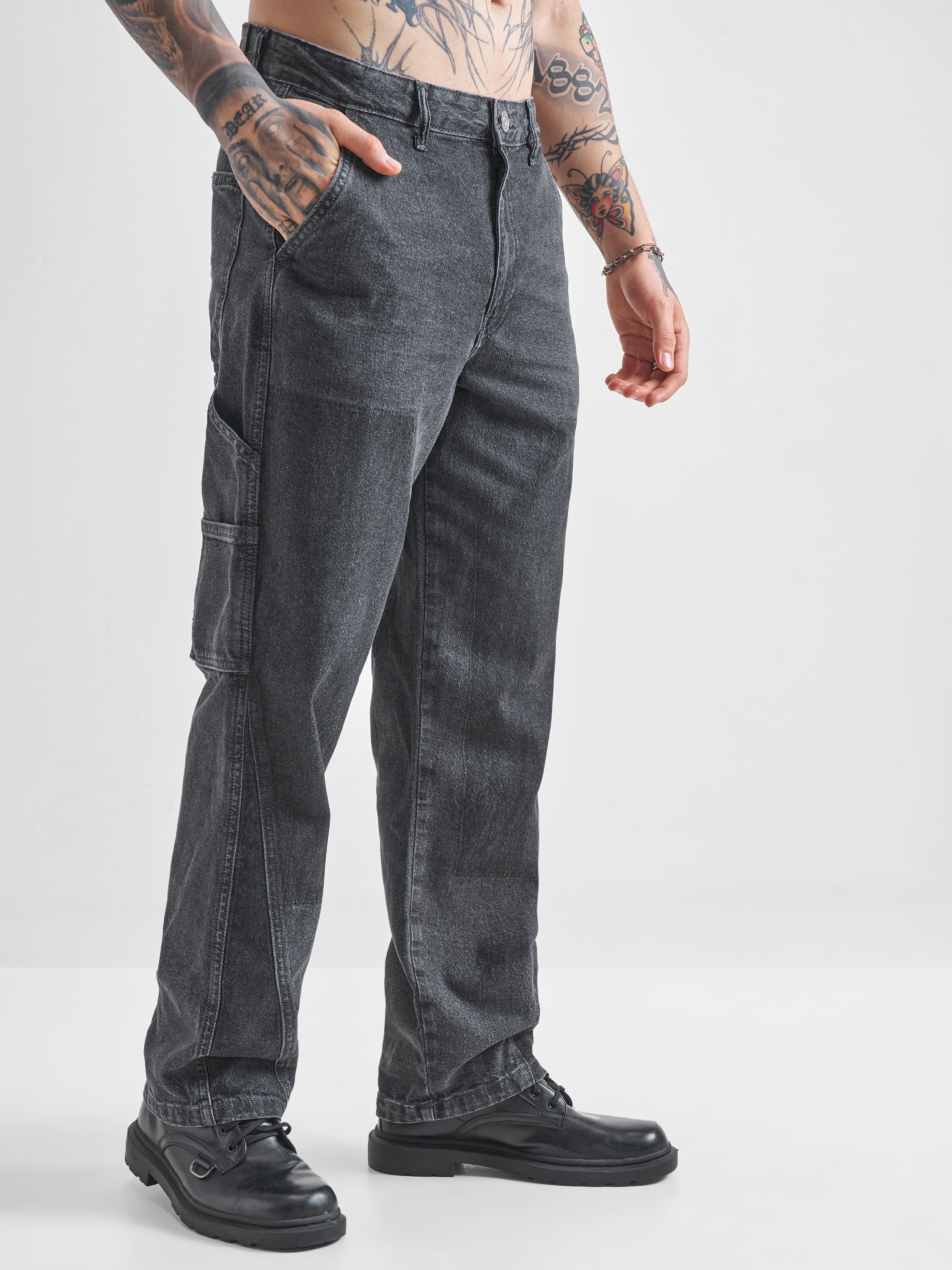 Highlander Men Grey Straight Fit Stretchable Jeans - Grey - Image 6