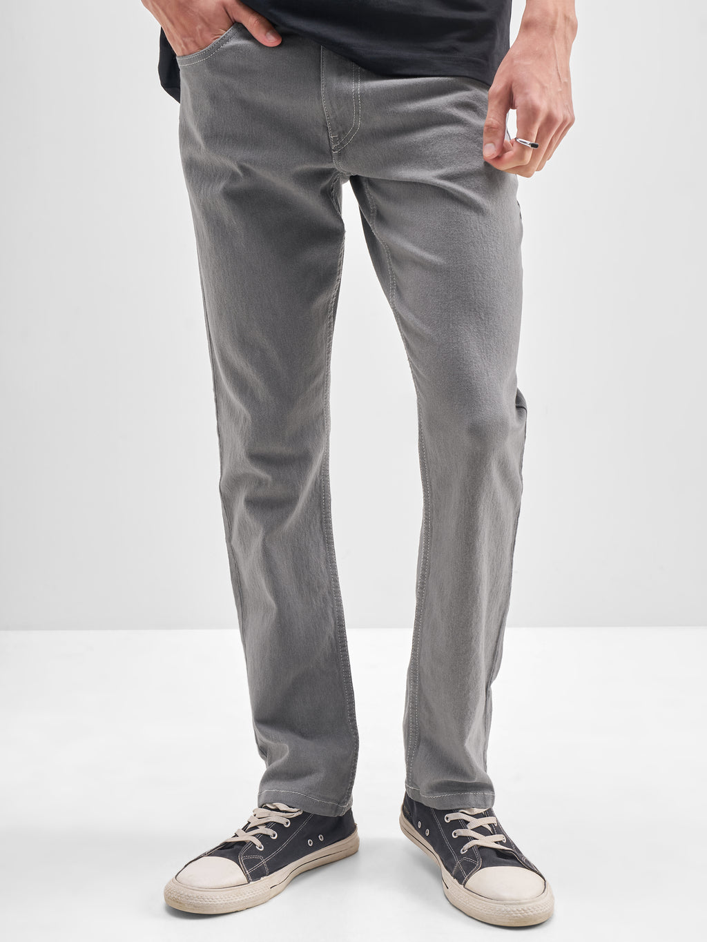 Highlander Men Grey Slim Fit Stretchable Jeans - Grey - Image 1