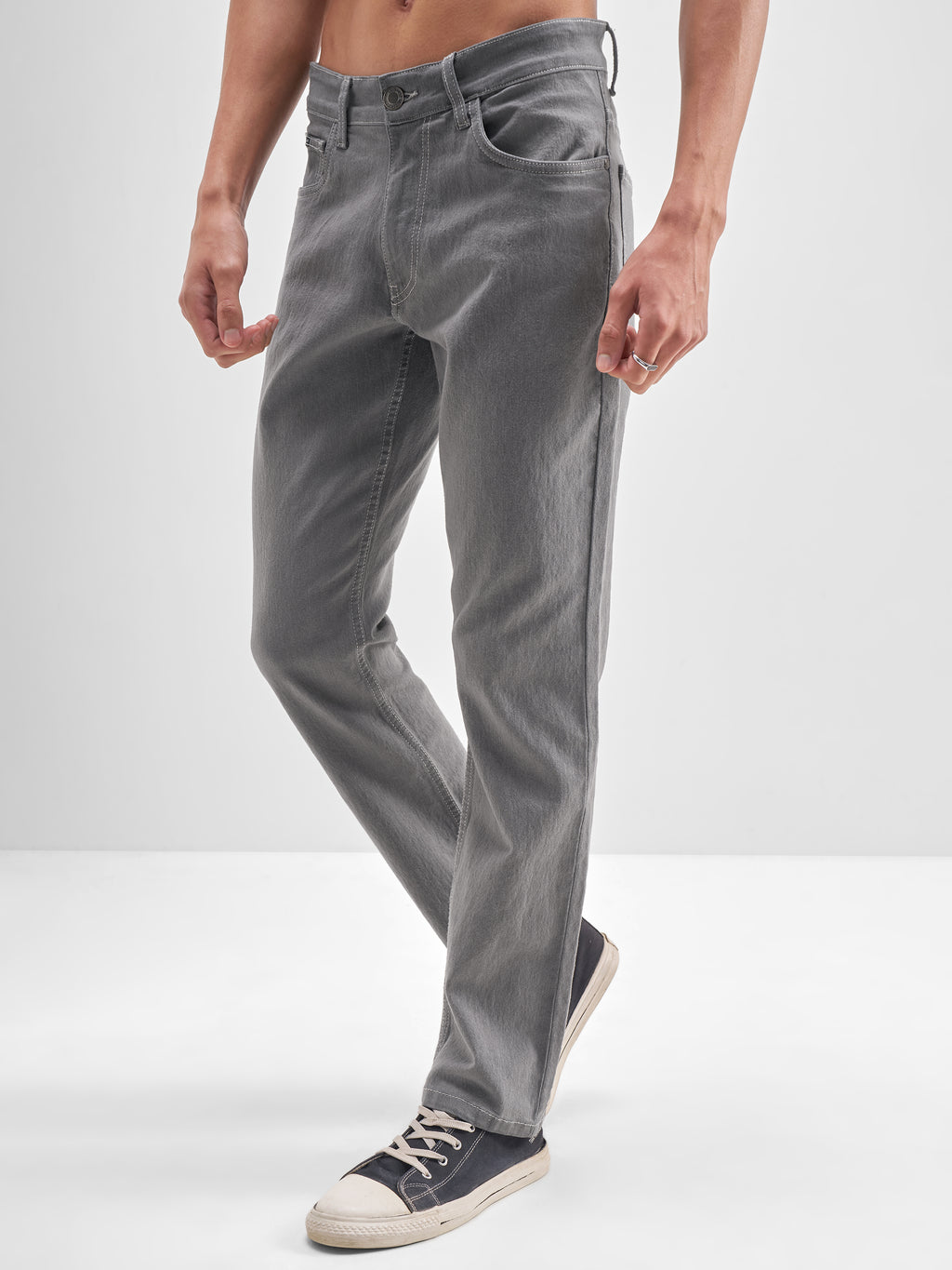 Highlander Men Grey Slim Fit Stretchable Jeans - Grey - Image 4