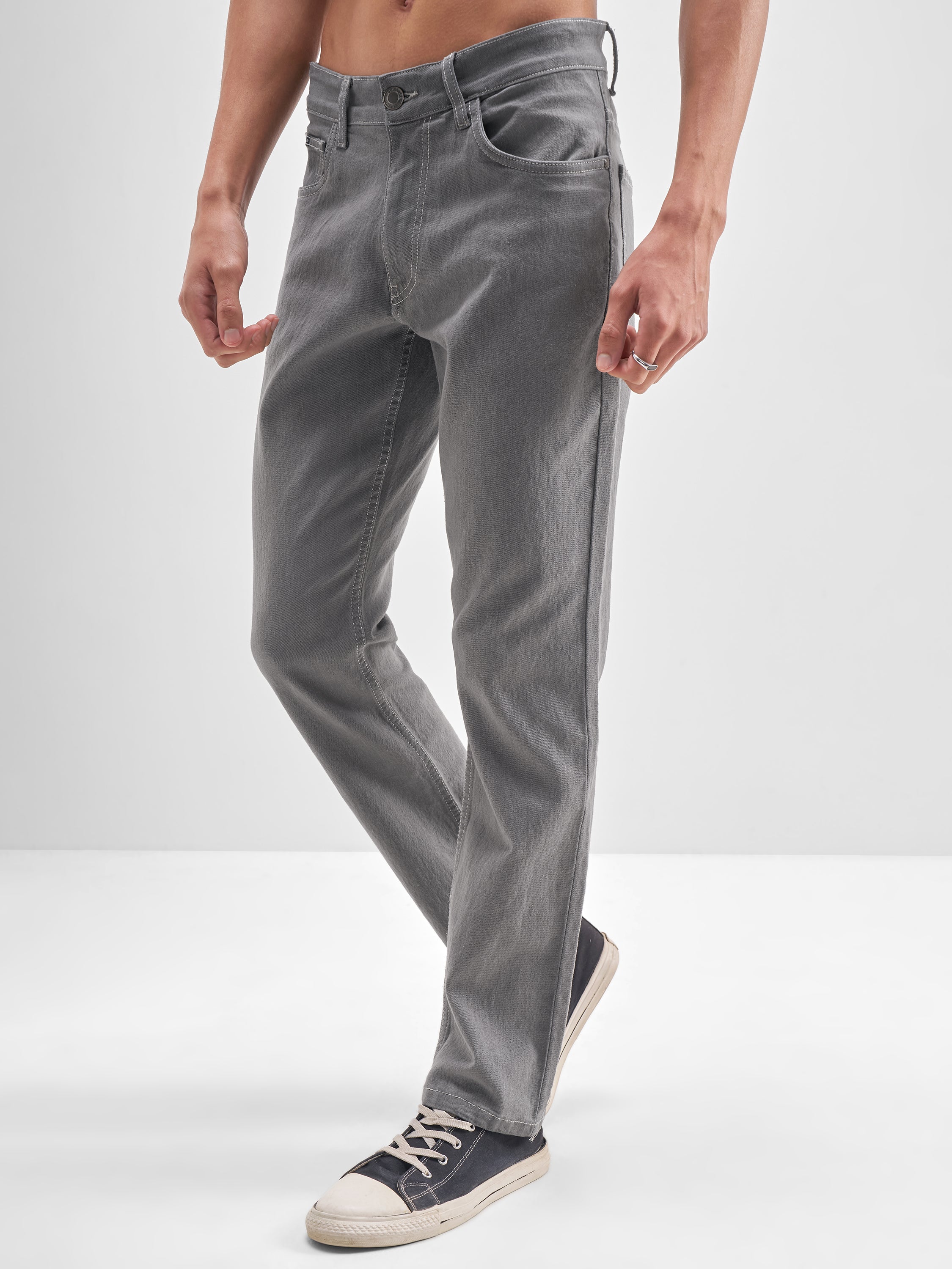 Highlander Men Grey Slim Fit Stretchable Jeans - Grey - Image 4