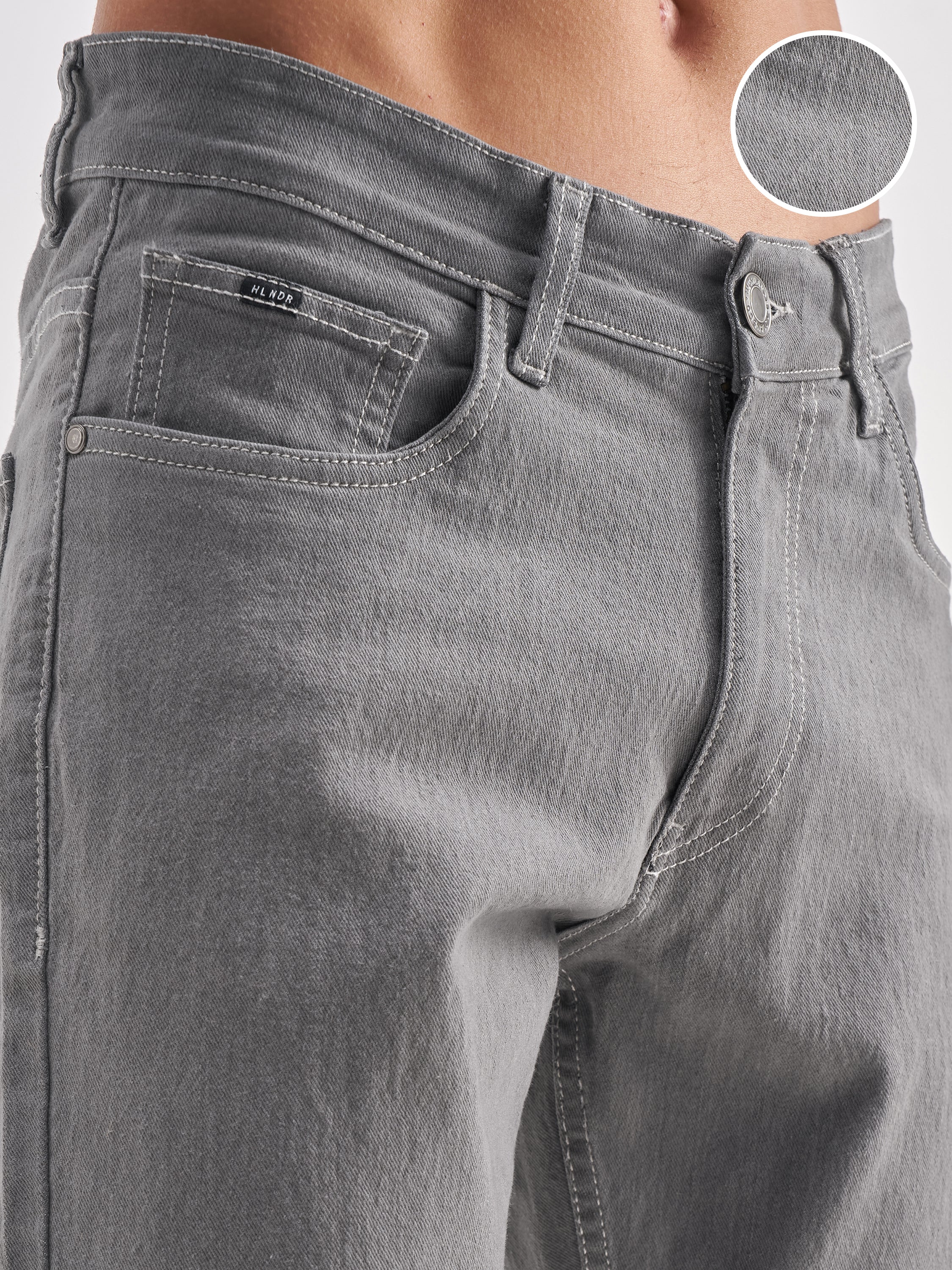 Highlander Men Grey Slim Fit Stretchable Jeans - Grey - Image 5