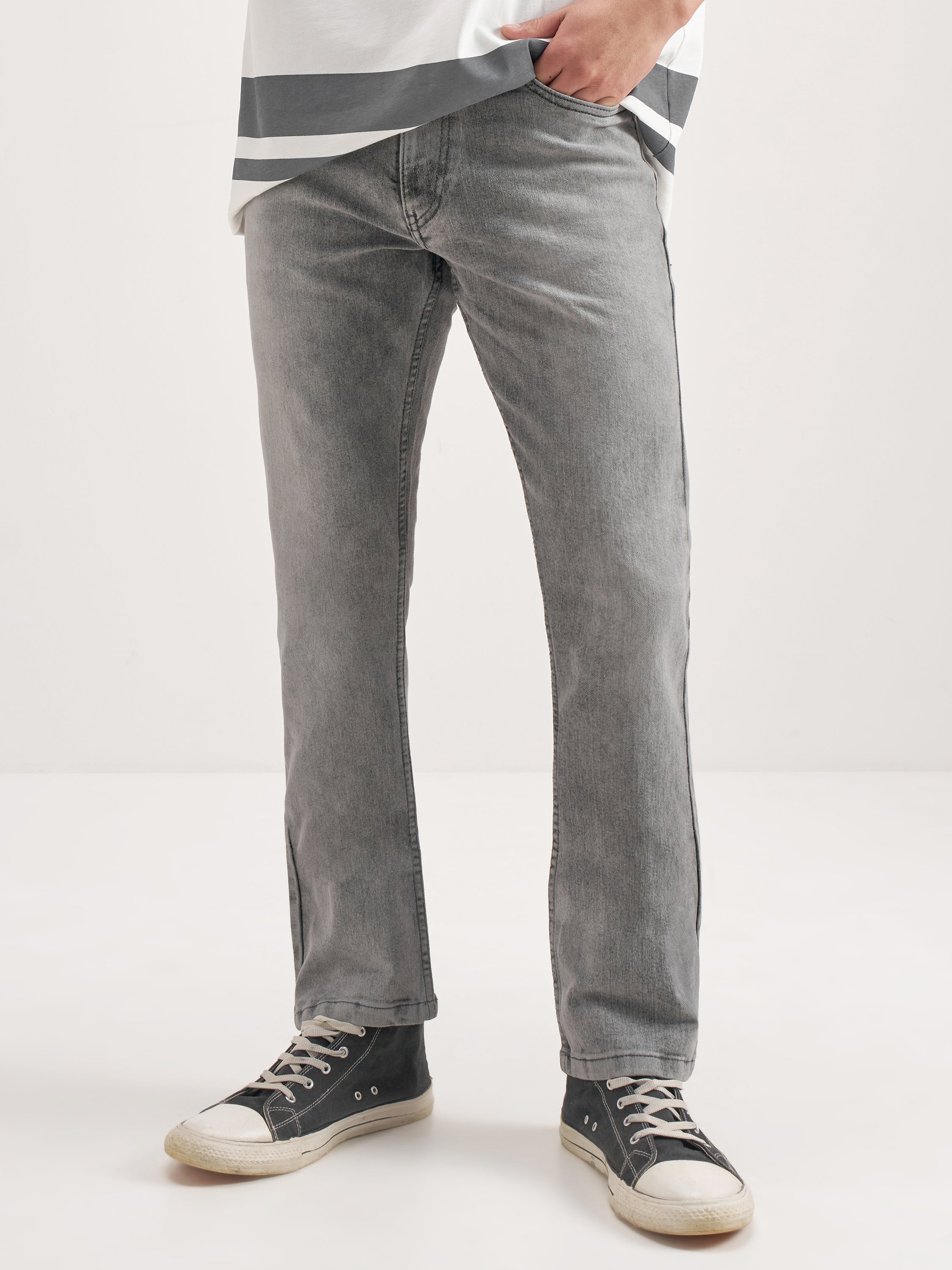 Highlander Men Grey Straight Fit Jeans - Grey - Image 1