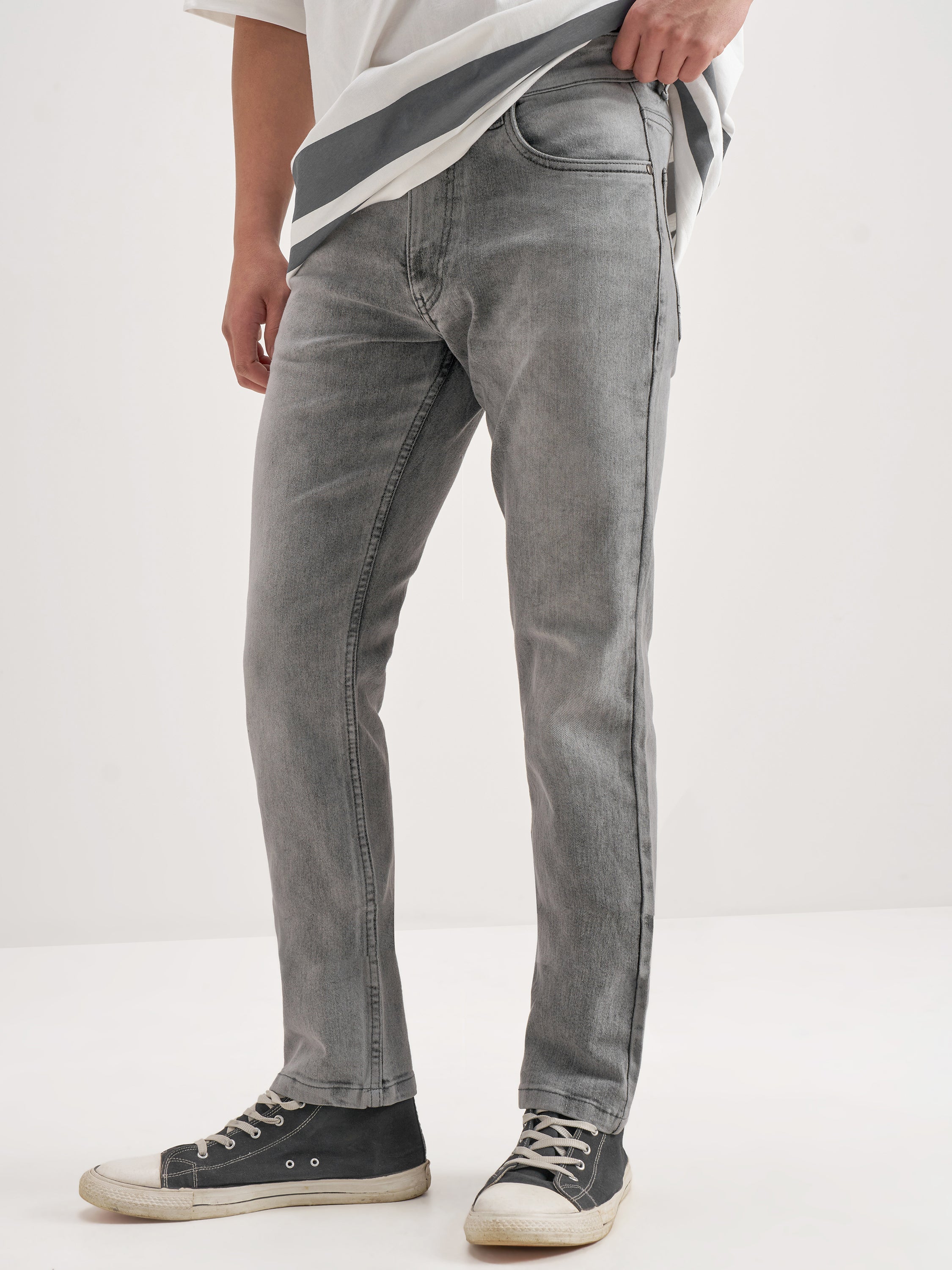 Highlander Men Grey Straight Fit Jeans - Grey - Image 4