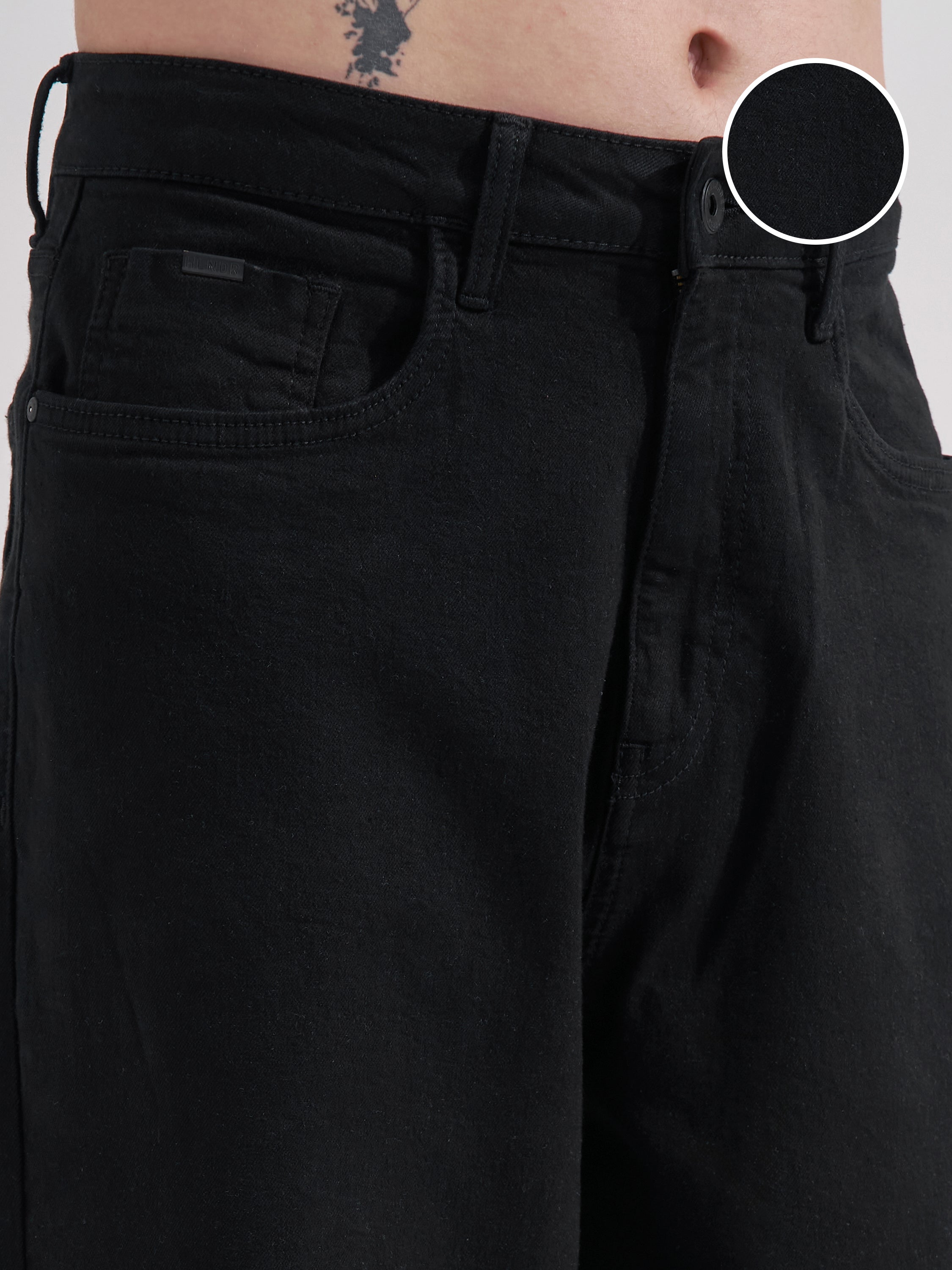 Highlander Men Black Baggy Stretchable Jeans