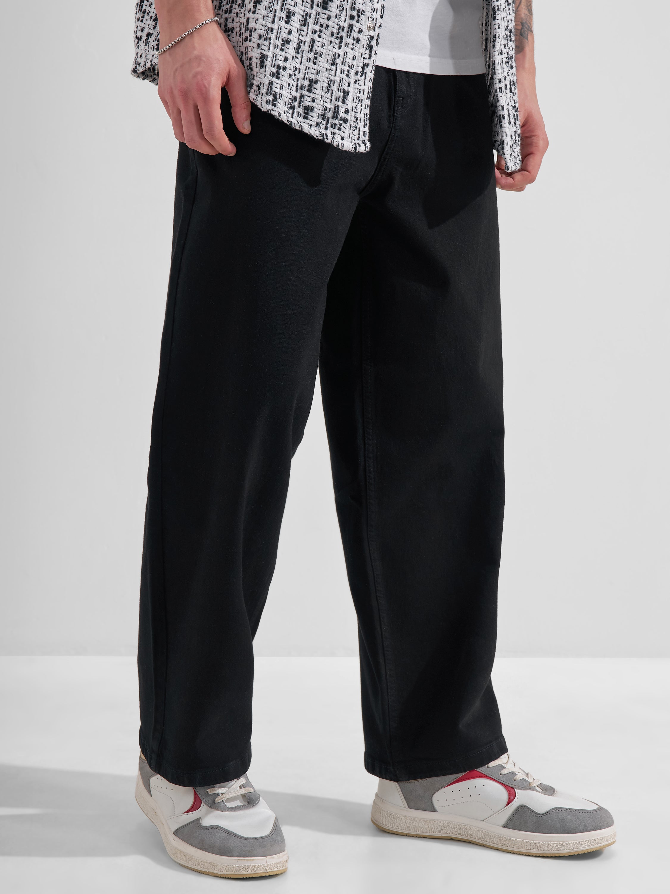 Highlander Men Black Baggy Stretchable Jeans