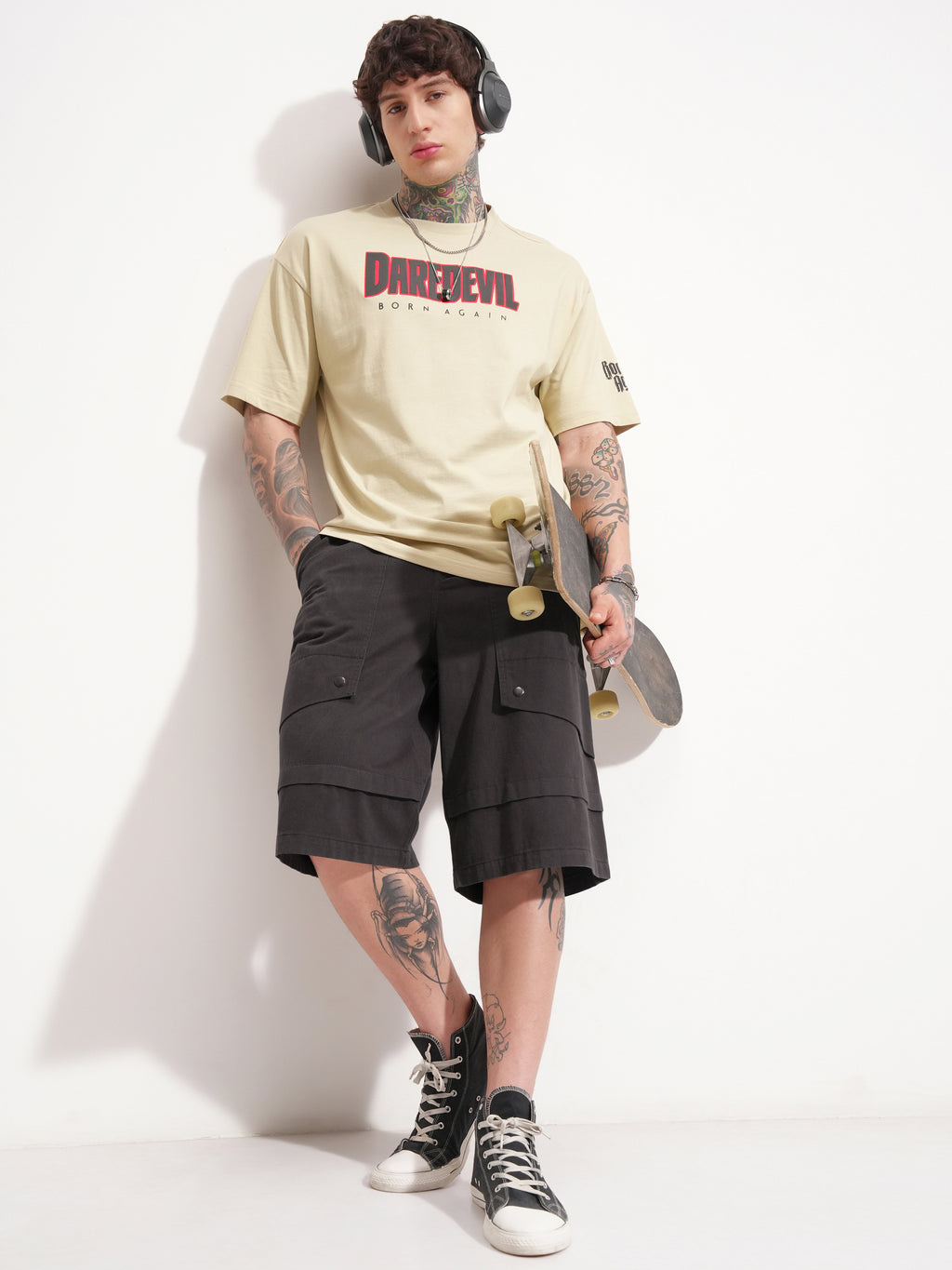 Highlander Men Grey Baggy Cargo Shorts - Grey - Image 2
