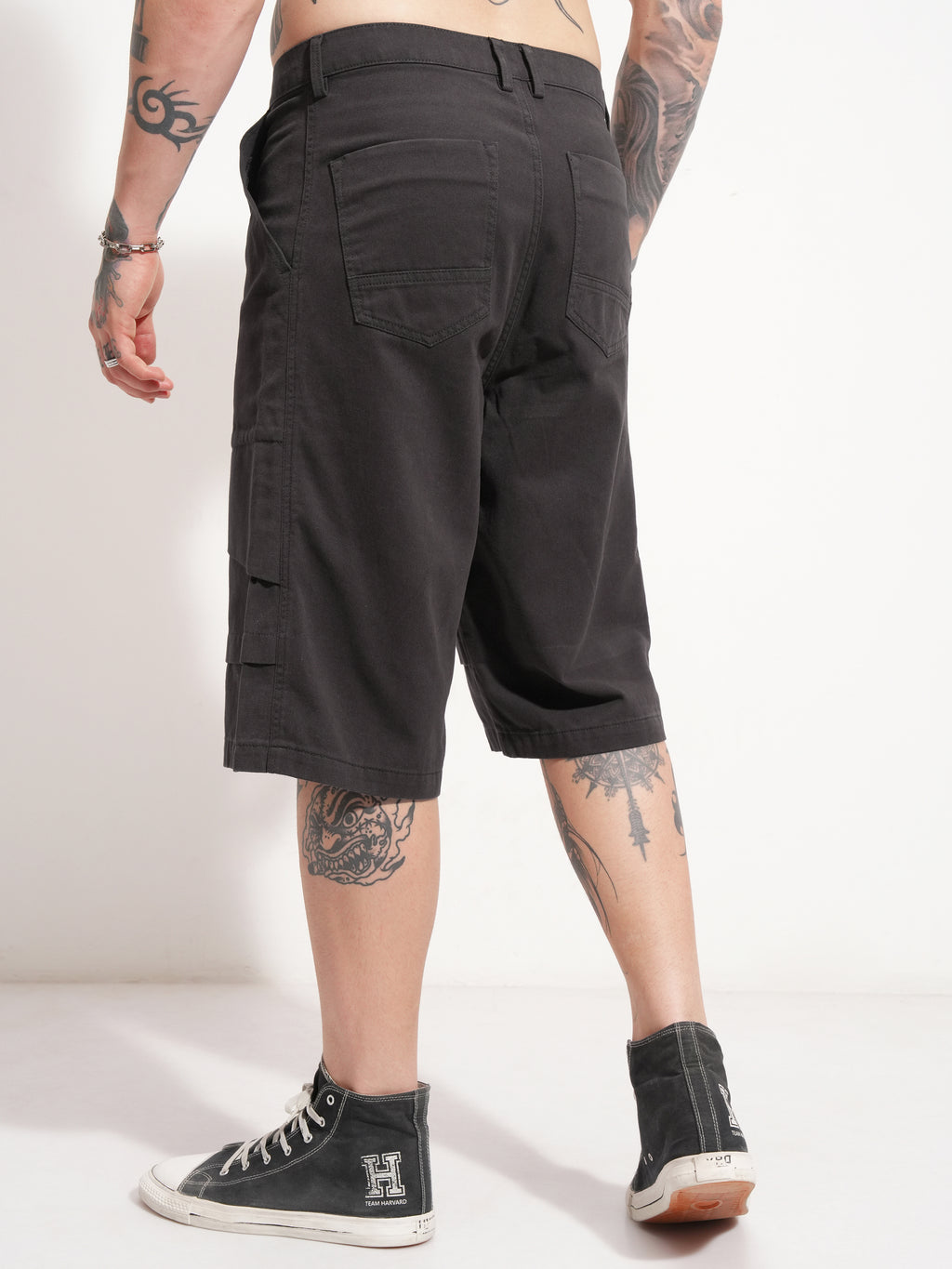 Highlander Men Grey Baggy Cargo Shorts - Grey - Image 3