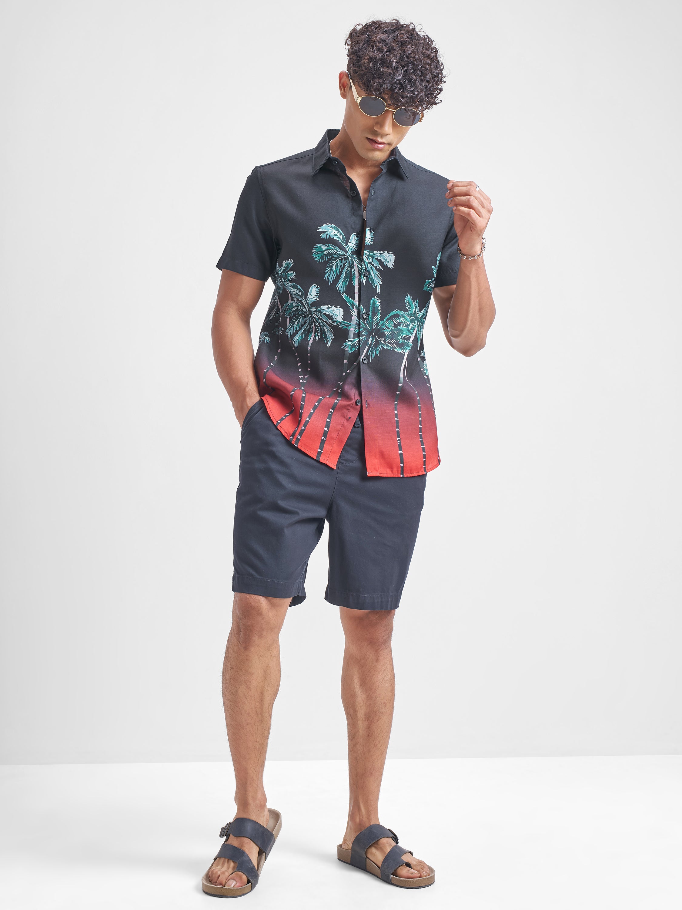 Highlander Men Black Printed Oversized Fit Casual Shirt - Black - Image 2