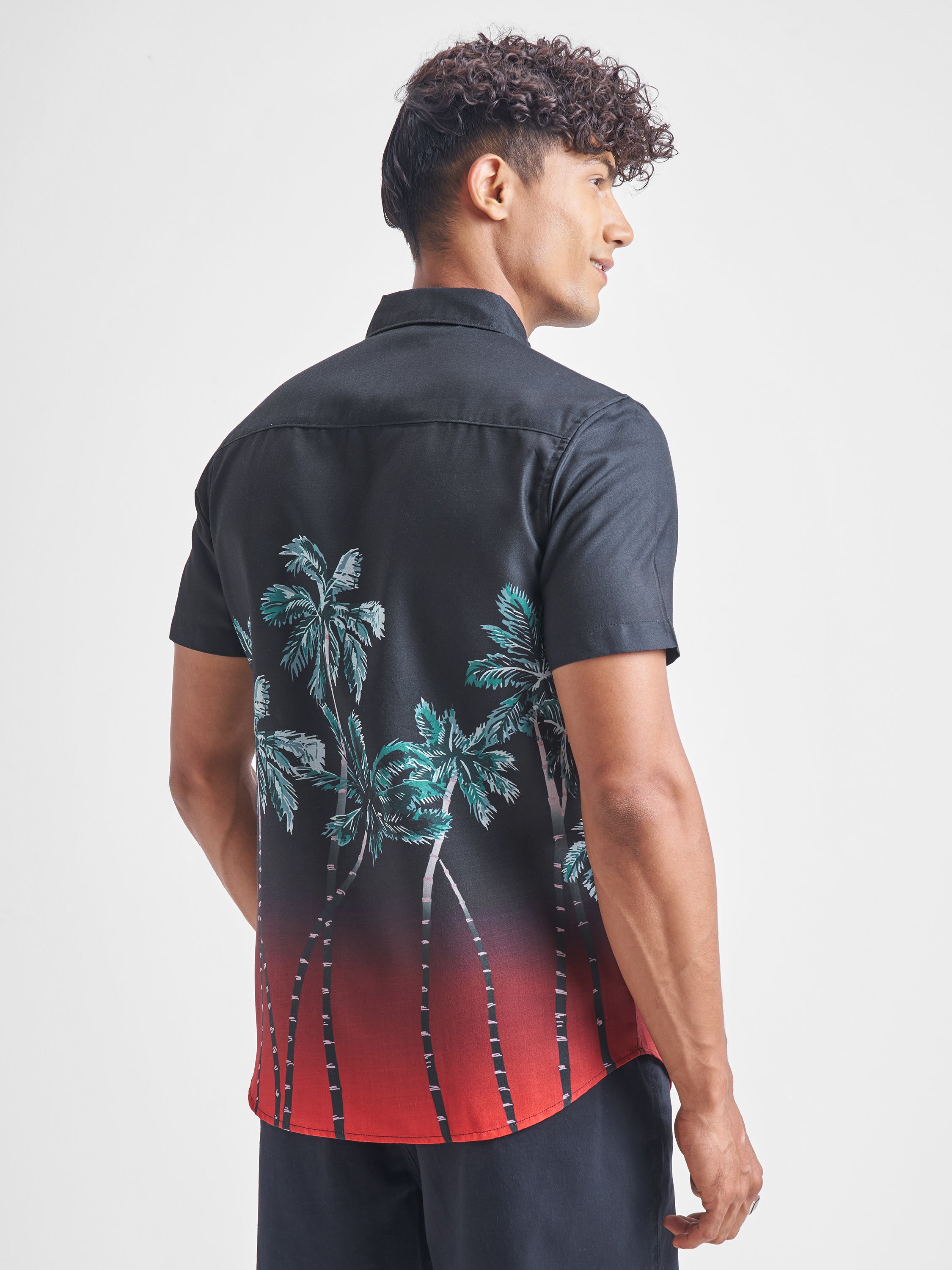 Highlander Men Black Printed Oversized Fit Casual Shirt - Black - Image 3