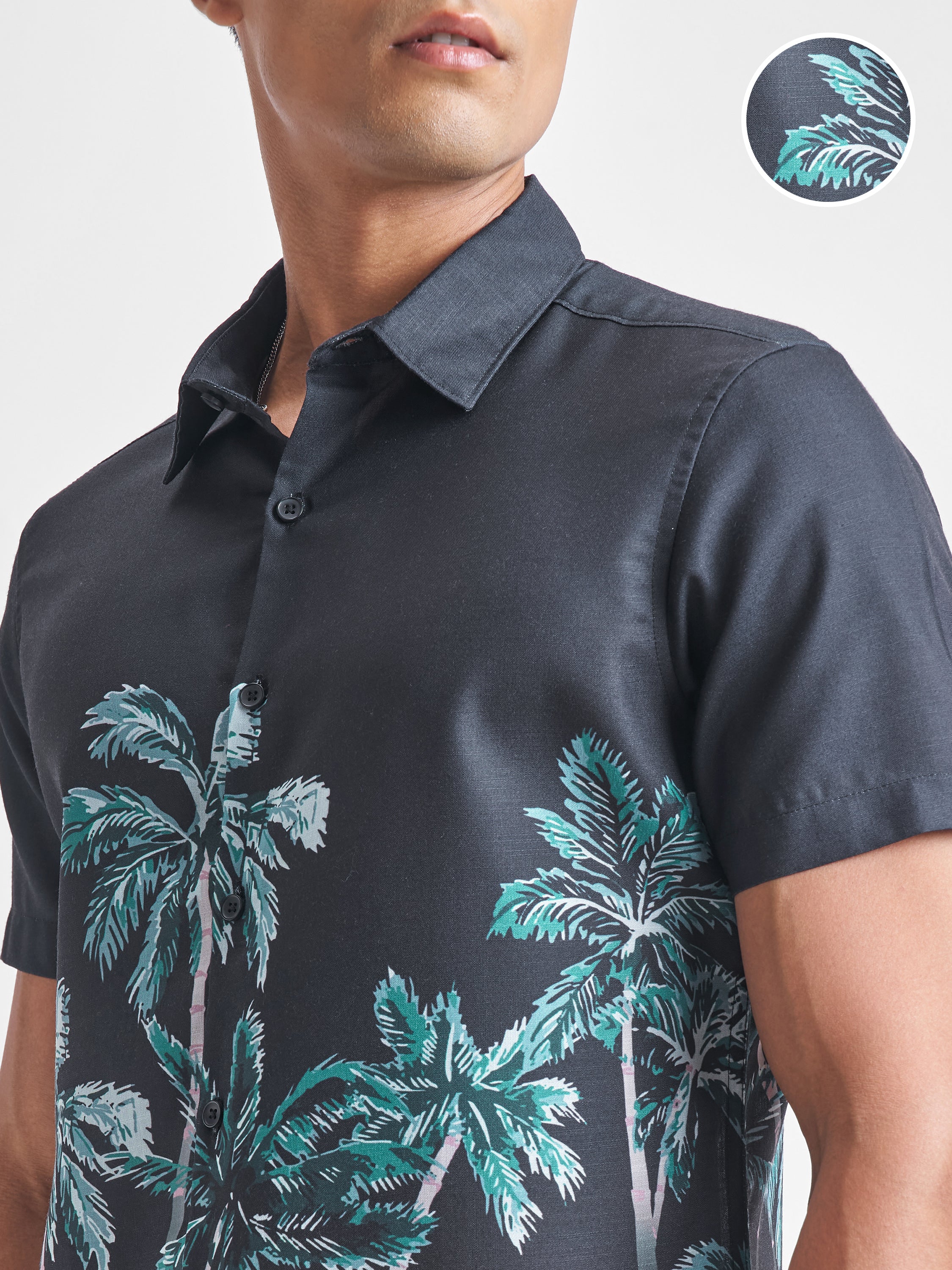 Highlander Men Black Printed Oversized Fit Casual Shirt - Black - Image 5