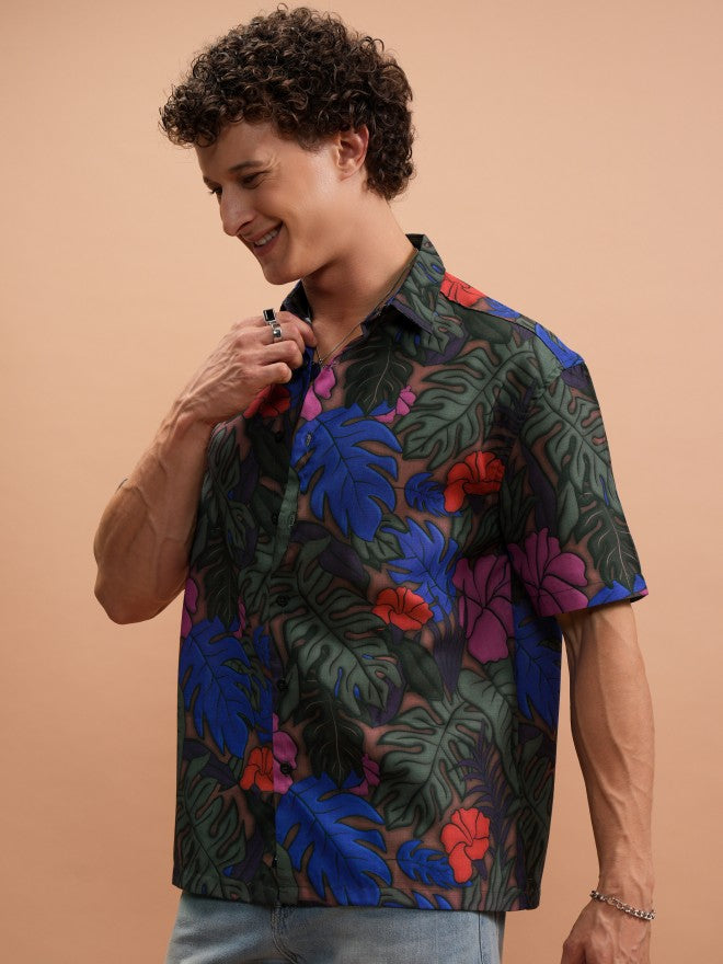 Highlander Men Multi Printed Oversized Fit Casual Shirt - Multi - Image 4