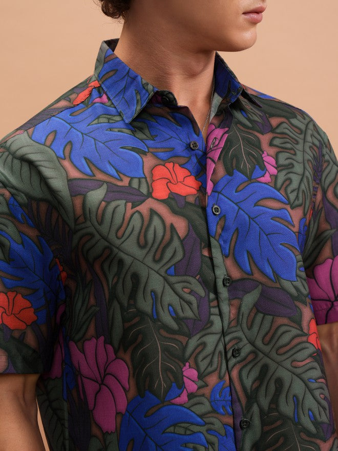 Highlander Men Multi Printed Oversized Fit Casual Shirt - Multi - Image 5
