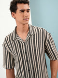 Highlander Men Black Self Design Oversized Fit Casual Shirt - Black - Image 1