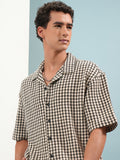 Highlander Men Black Self Design Oversized Fit Casual Shirt - Black - Image 1