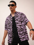 Highlander Men Lavender Printed Oversized Fit Casual Shirt - Lavender - Image 1