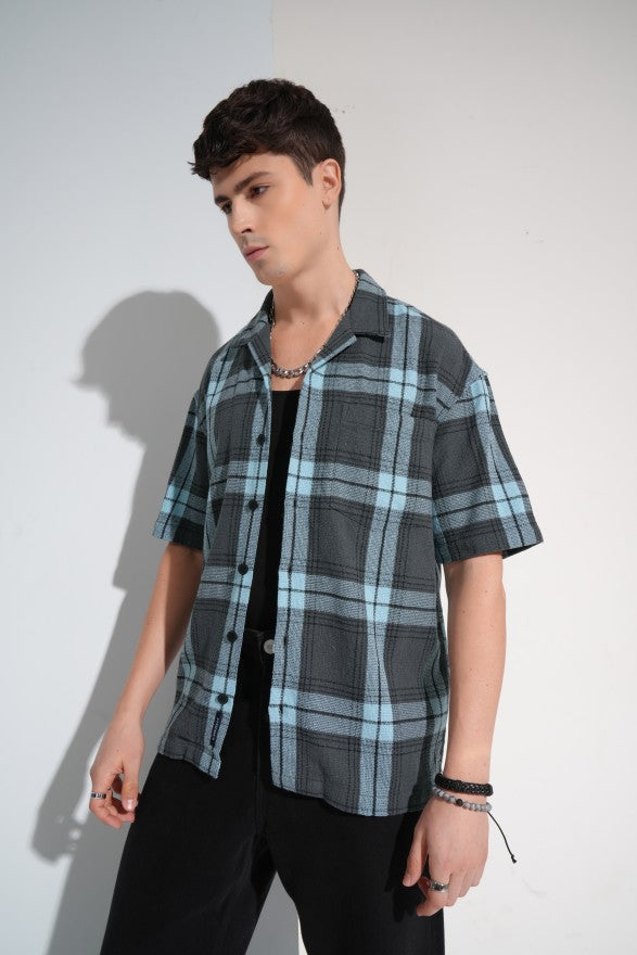 Highlander Men Grey Checked Oversized Fit Casual Shirt - Grey - Image 4
