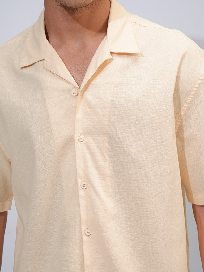 Highlander Men Cream Solid Oversized Fit Casual Shirts - Cream - Image 5