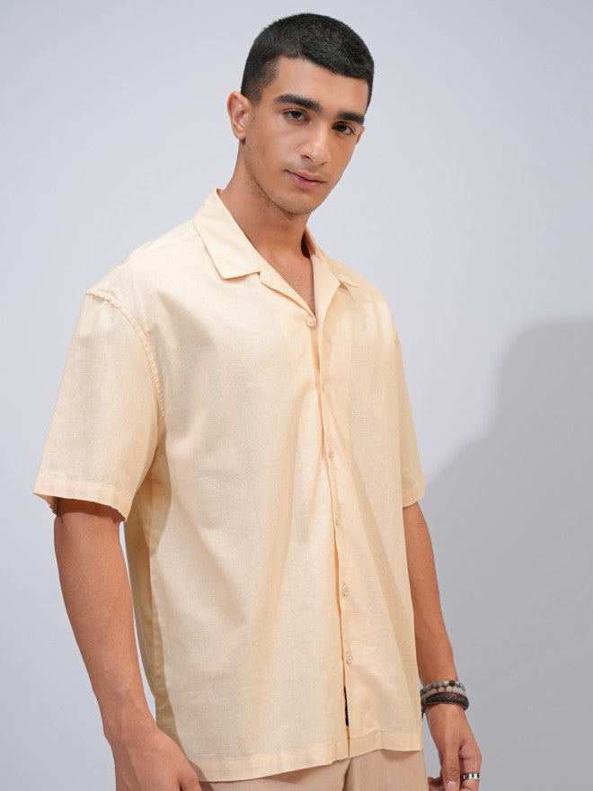 Highlander Men Cream Solid Oversized Fit Casual Shirts - Cream - Image 6