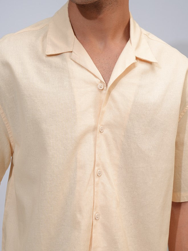 Highlander Men Cream Solid Oversized Fit Casual Shirts - Cream - Image 7