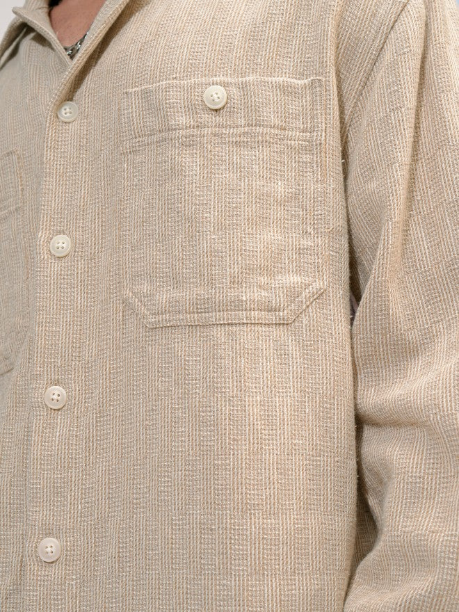 Highlander Men Beige Checked Oversized Fit Overshirt - Beige - Image 7