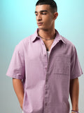 Highlander Men Mauve Textured Oversized Fit Casual Shirt - Mauve - Image 1