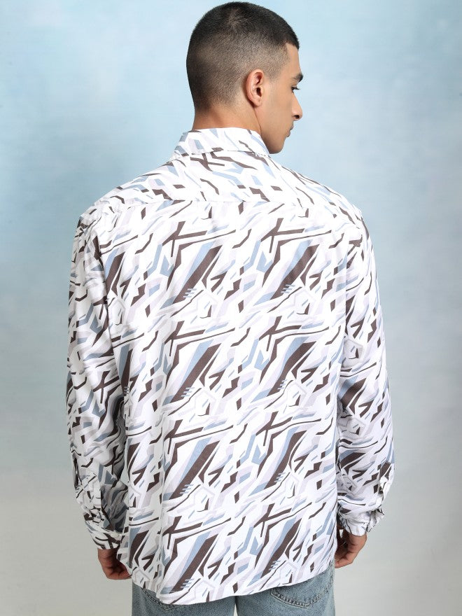 Highlader Men Brown Printed Oversized Fit Casual Shirt - Brown - Image 3