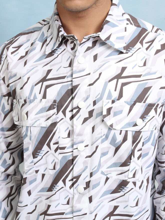 Highlader Men Brown Printed Oversized Fit Casual Shirt - Brown - Image 5