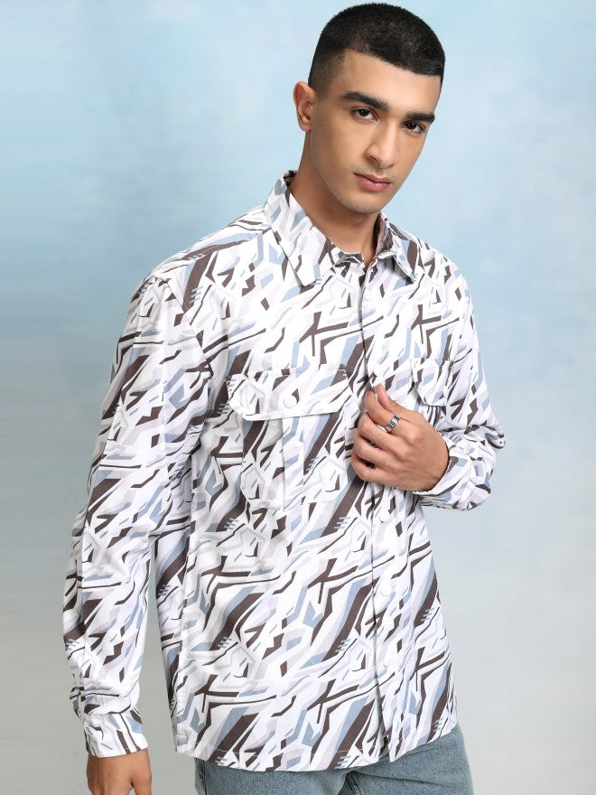 Highlader Men Brown Printed Oversized Fit Casual Shirt - Brown - Image 6