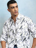 Highlader Men Olive Printed Oversized Fit Casual Shirt - Olive - Image 1