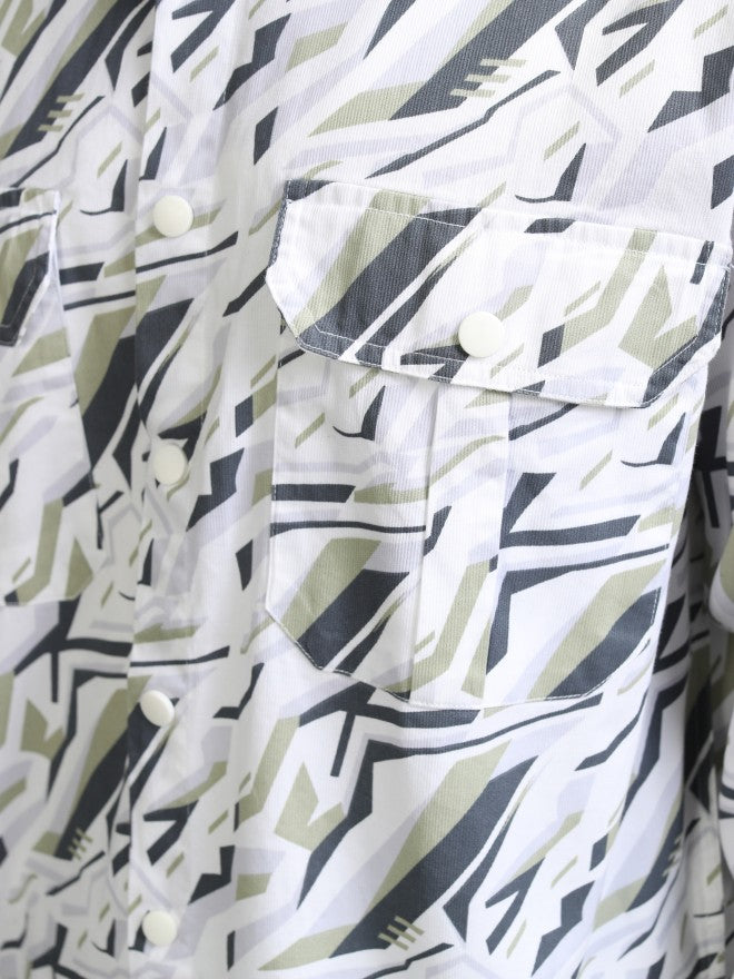 Highlader Men Olive Printed Oversized Fit Casual Shirt - Olive - Image 7