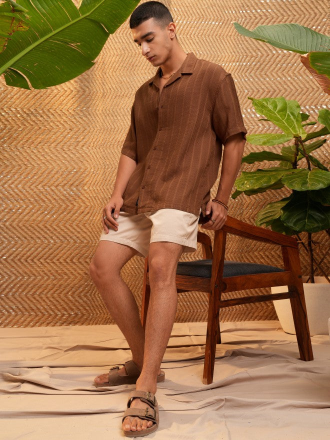 Highlander Men Brown Solid Oversized Fit Casual Shirt - Brown - Image 2