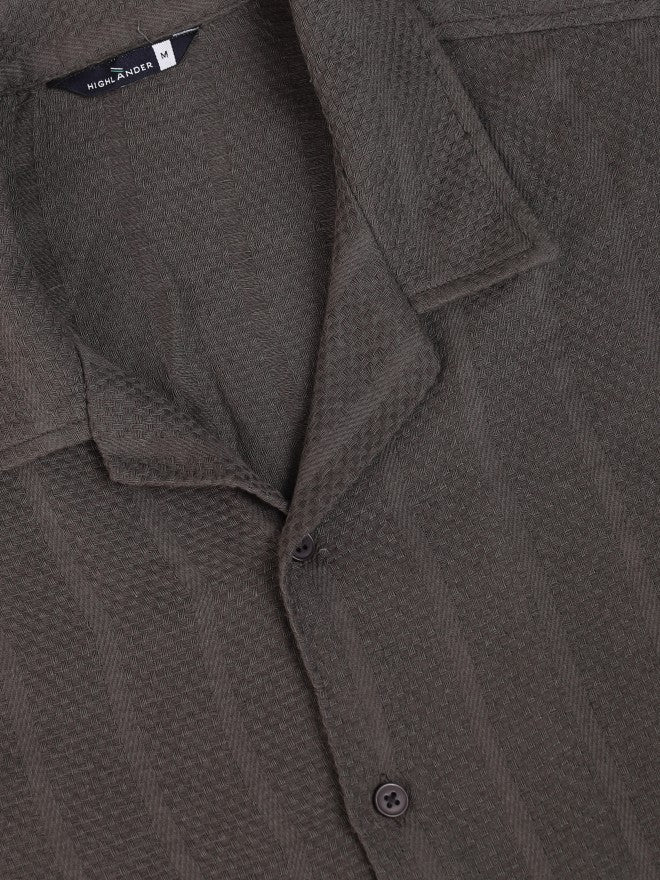 Highlander Men Grey Striped Oversized Fit Casual Shirt - Grey - Image 7