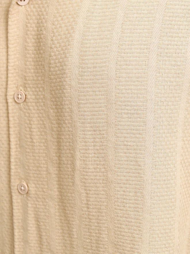 Highlander Men Beige Striped Oversized Fit Casual Shirt - Beige - Image 7