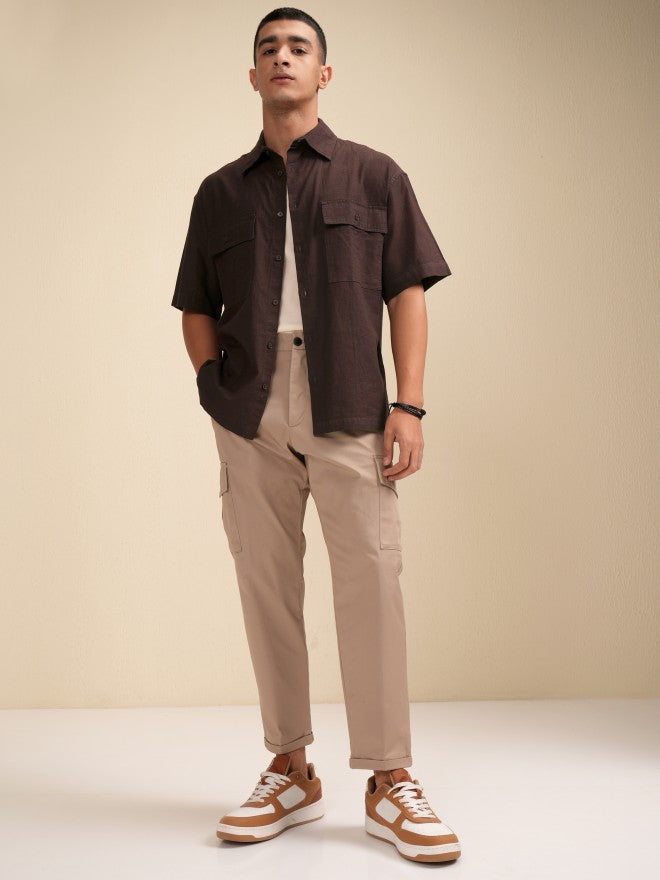 Highlander Men Brown Solid Oversized Fit Casual Shirt - Brown - Image 2