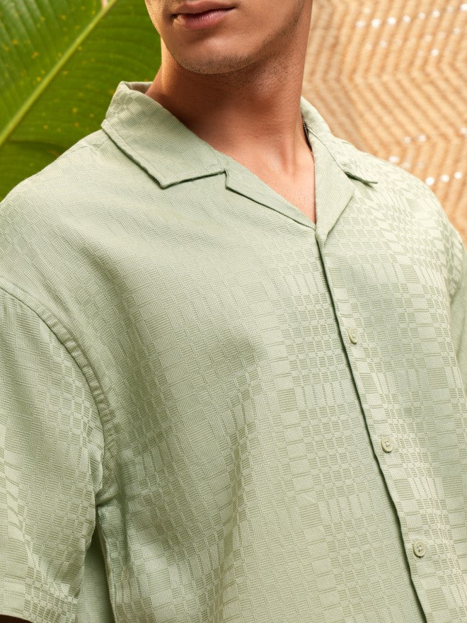 Highlander Men Green Solid Oversized Fit Casual Shirt - Green - Image 5