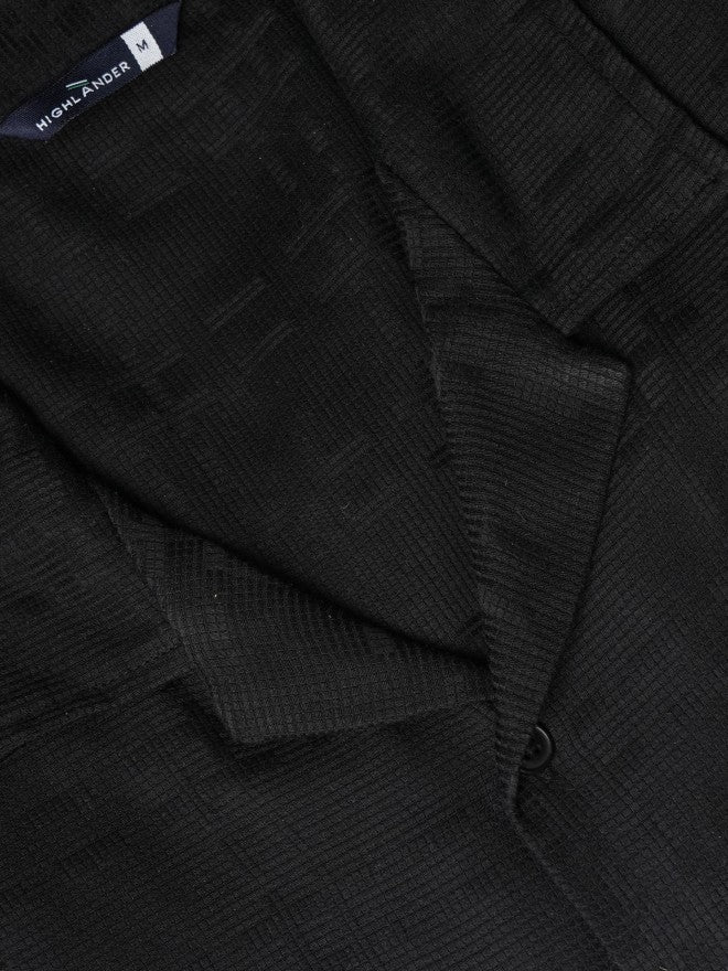 Highlander Men Black Textured Relaxed Fit Casual Shirt - Black - Image 7