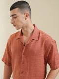 Highlander Men Red Self Design Oversized Fit Casual Shirt - Red - Image 1