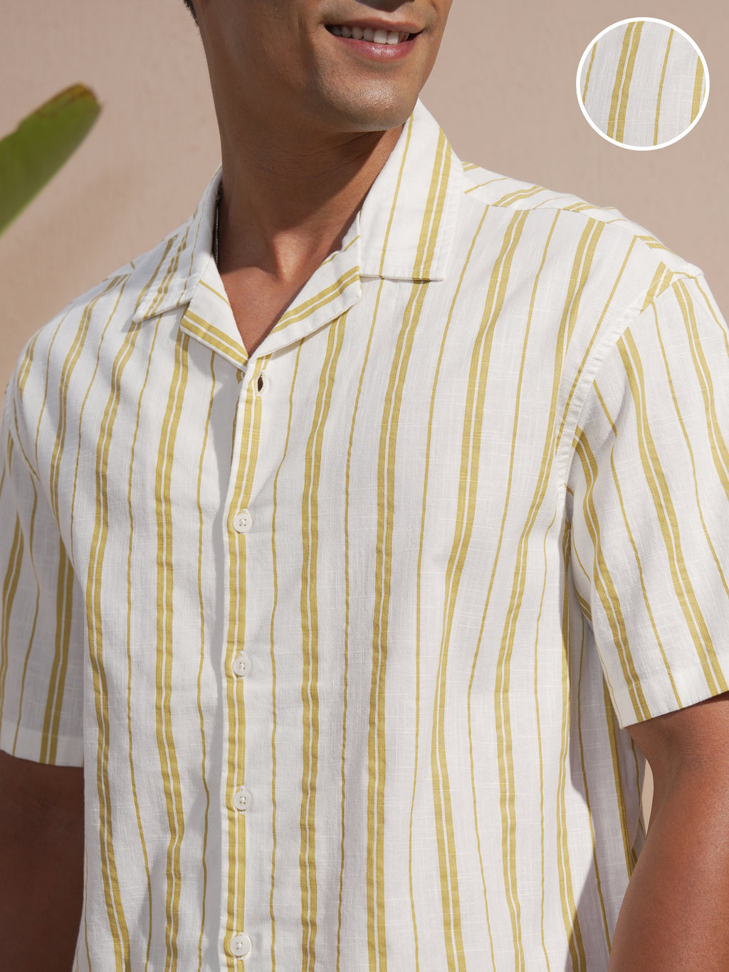Highlander Men Olive Striped Oversized Fit Casual Shirt - Olive - Image 5