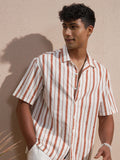 Highlander Men Red Striped Oversized Fit Casual Shirt - Red - Image 1