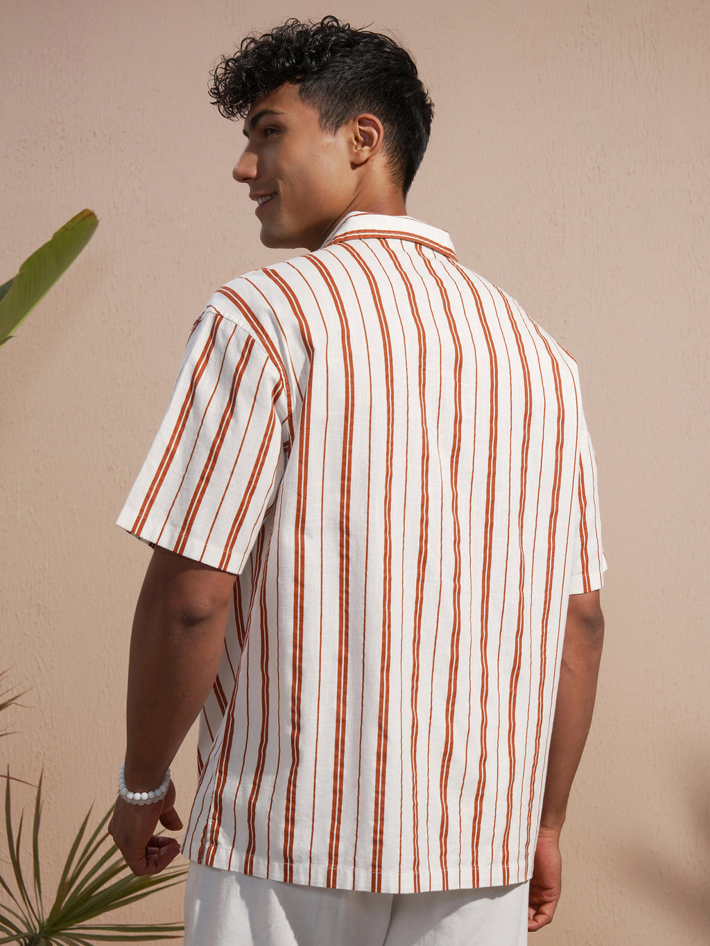 Highlander Men Red Striped Oversized Fit Casual Shirt - Red - Image 3