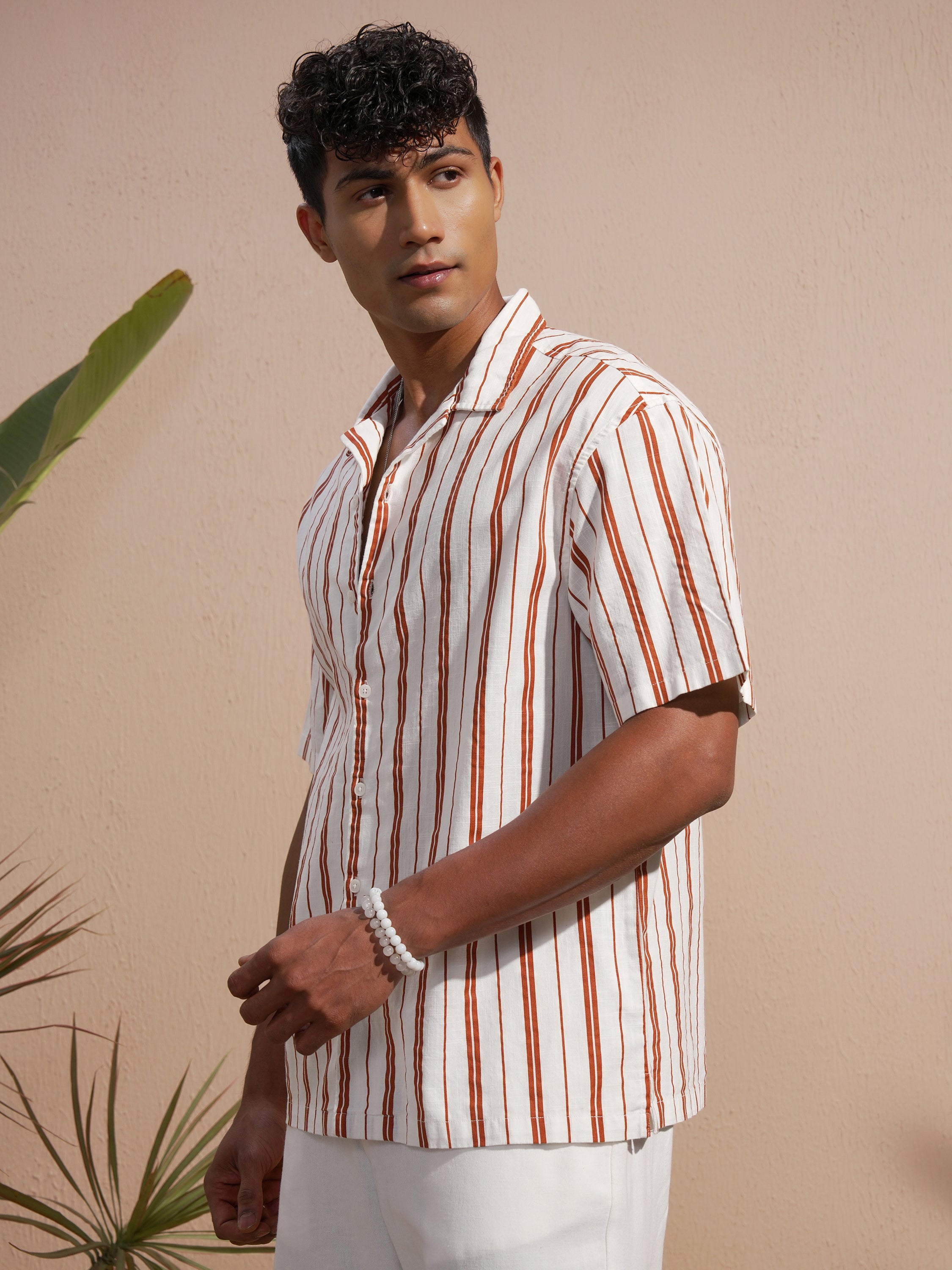 Highlander Men Red Striped Oversized Fit Casual Shirt - Red - Image 4