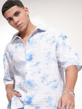 Highlander Men Blue Printed Oversized Fit Casual Shirt - Blue - Image 1