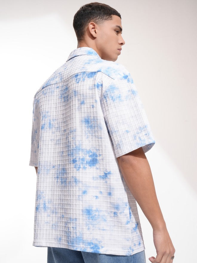 Highlander Men Blue Printed Oversized Fit Casual Shirt - Blue - Image 3