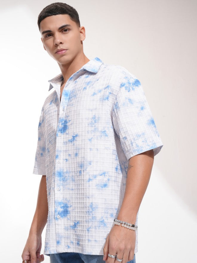 Highlander Men Blue Printed Oversized Fit Casual Shirt - Blue - Image 4