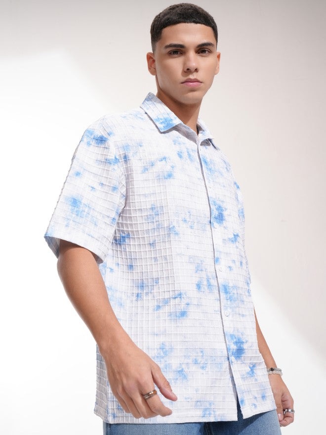 Highlander Men Blue Printed Oversized Fit Casual Shirt - Blue - Image 6